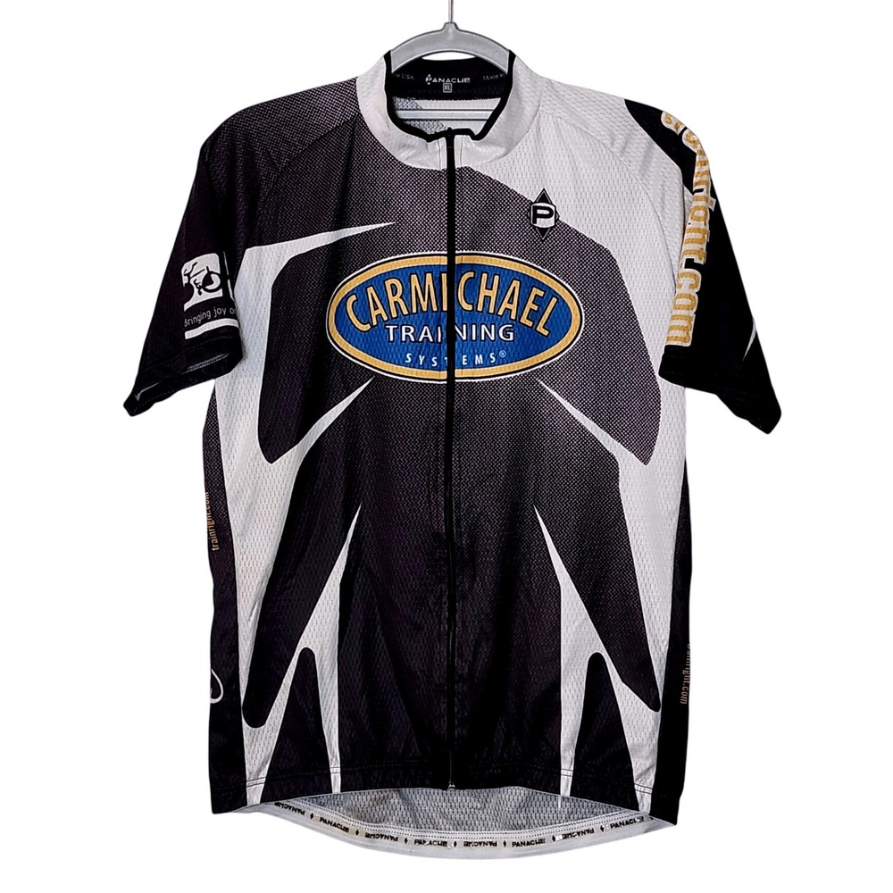Panache Cycling Jersey Mens XL Carmichael‎ Training Systems Black White Full Zip